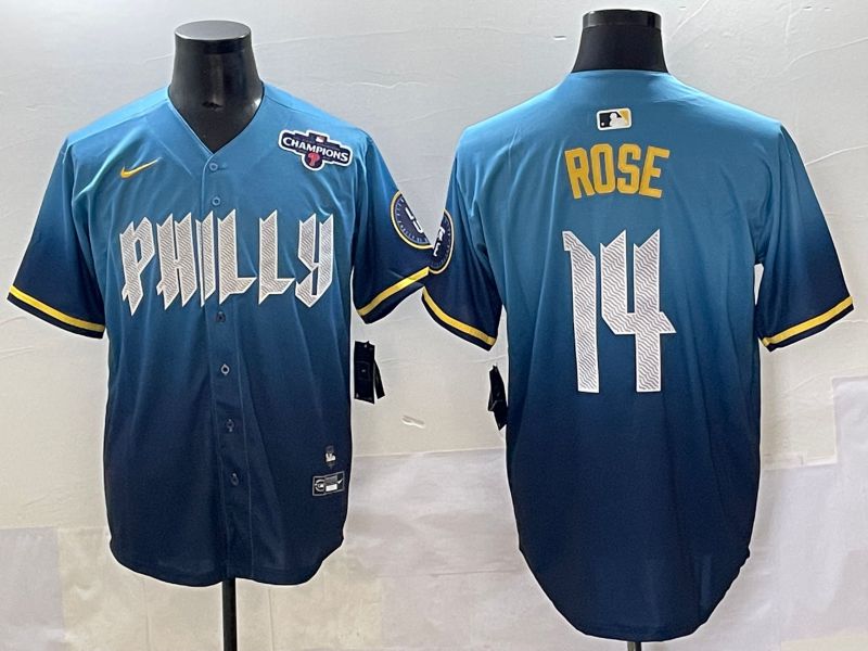Men 2025 Philadelphia Phillies #14 Rose Blue City Edition Nike MLB Jersey style 5